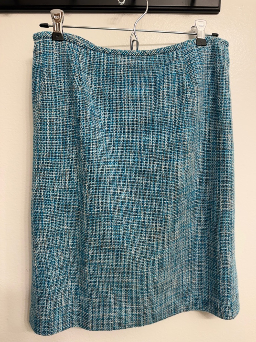 Calvin Klein Teal Bouclé Midi Skirt